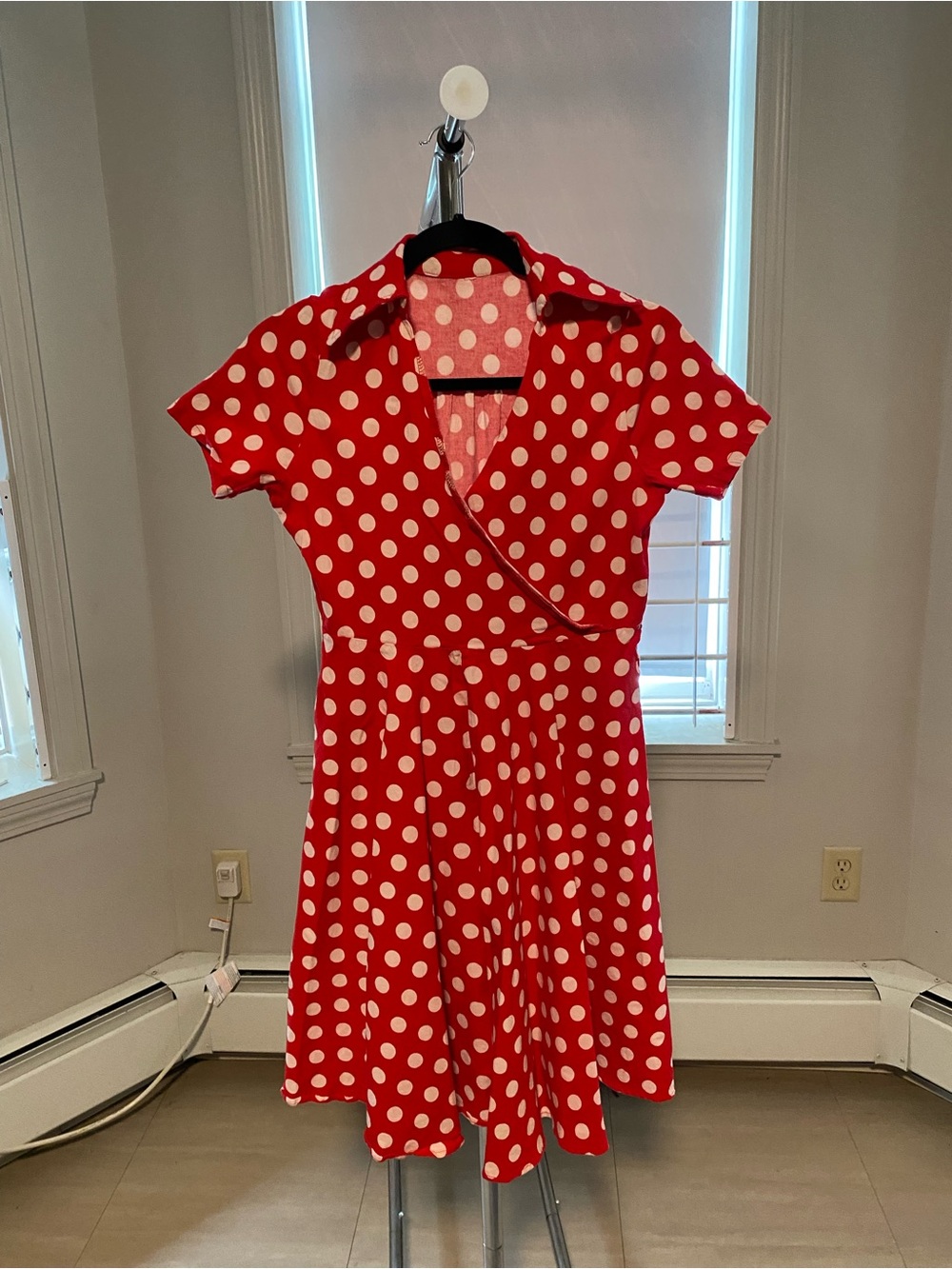 Red Polka Dot Wrap Fit & Flare Dress